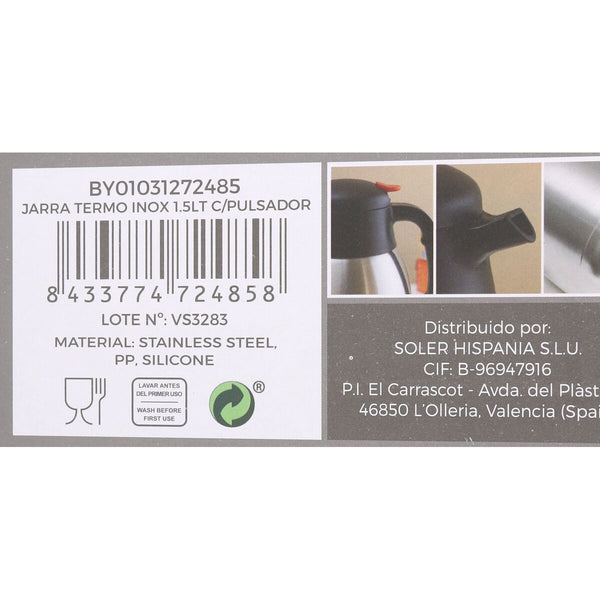 Thermoskanne ThermoSport Edelstahl 1,5 L Knopf (6 Stück)