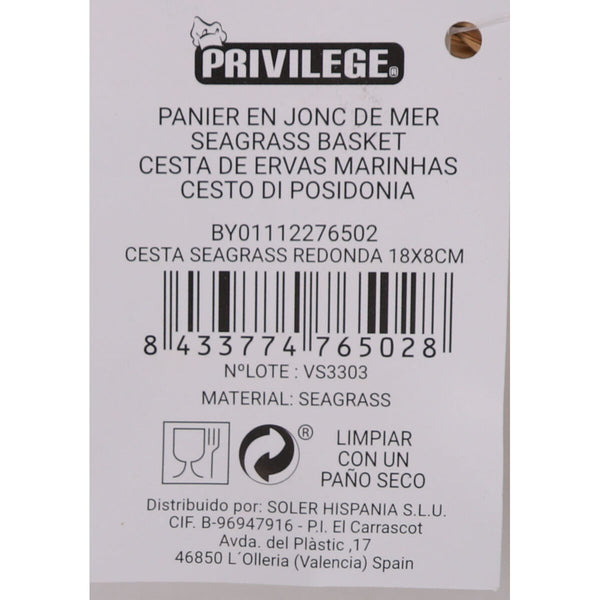 Mehrzweckkorb Privilege Seegras rund kreisförmig 18 x 8 cm (24 Stück)