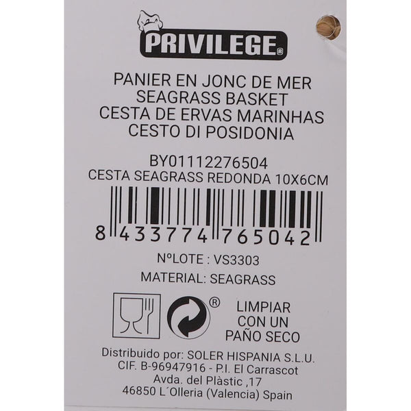 Mehrzweckkorb Privilege Seegras rund kreisförmig 10 x 6 cm (24 Stück)