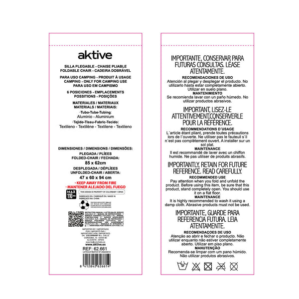 Strandstuhl Aktive Marineblau 47 x 94 x 60 cm (4 Stück)