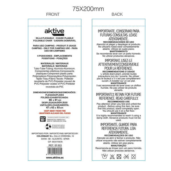 Strandstuhl Aktive Mykonos Blau 47 x 93 x 63 cm (4 Stück)