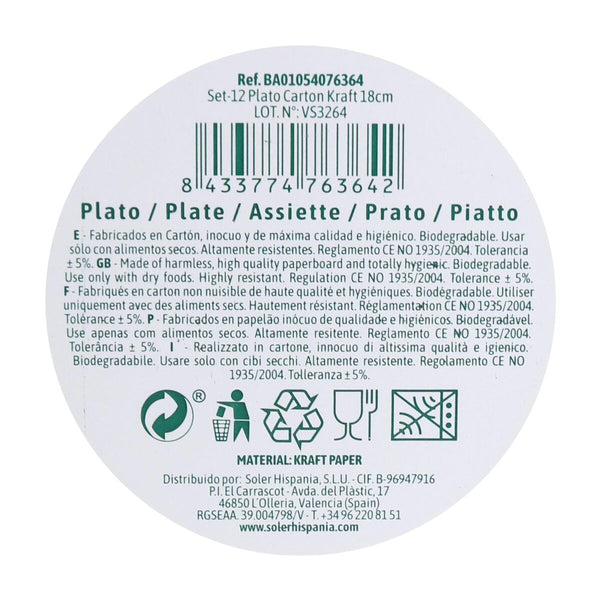 Geschirr-Set Algon Einwegartikel Kraftpapier 12 Stücke 18 cm (24 Stück)