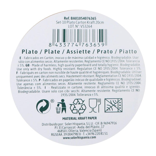 Geschirr-Set Algon Einwegartikel Kraftpapier 10 Stücke 20 cm (24 Stück)