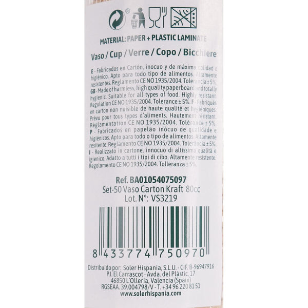 Gläserset Algon Einwegartikel Kraftpapier 50 Stücke 80 ml (36 Stück)
