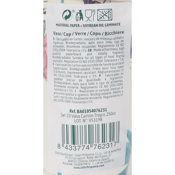 Gläserset Algon Einwegartikel Pappe Tropical 10 Stücke 250 ml (24 Stück)