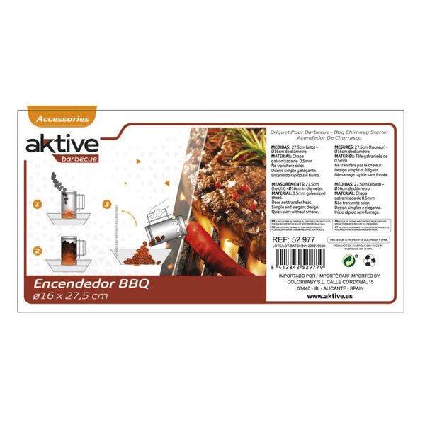 Grill Tragbarer Aktive 16 x 27,5 x 16 cm (4 Stück)