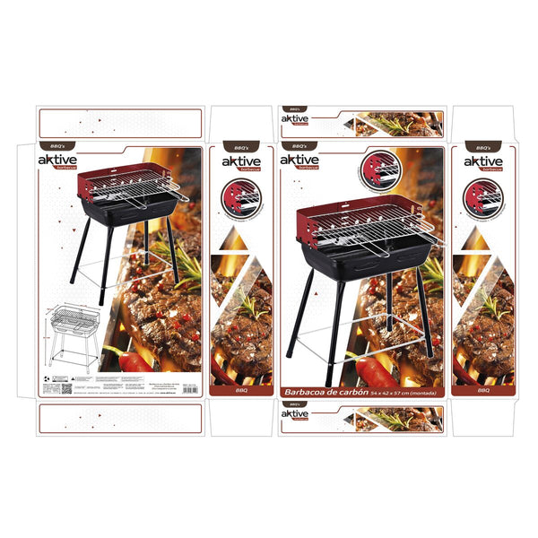 Grill Tragbarer Aktive Metall 42 x 54 x 42 cm (2 Stück)