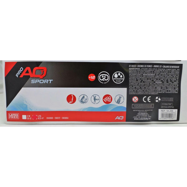 Tauchbrille mit Schnorchel und Flossen AquaSport Schwarz Erwachsene (2 Stück)