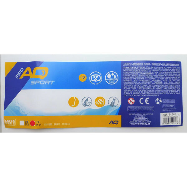 Tauchbrille mit Schnorchel und Flossen AquaSport Blau Junior (2 Stück)