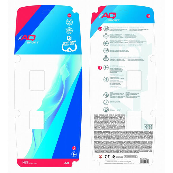 Taucherbrille mit Schnorchel AquaSport Blau Erwachsene (2 Stück)