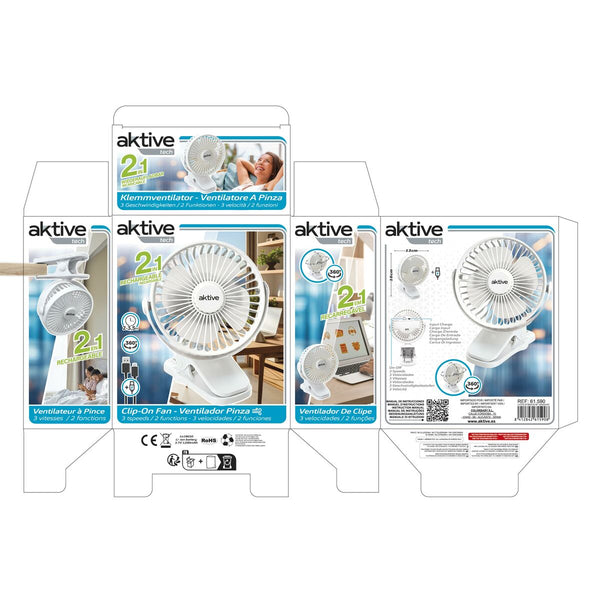 Wiederaufladbarer Schreibtischventilator Aktive (6 Stück)