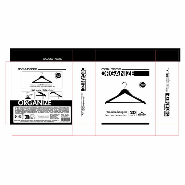 Aufhänger-Set Max Home Weiß Holz Stahl 44,5 x 23 x 1 cm 20 Stücke (4 Stück)