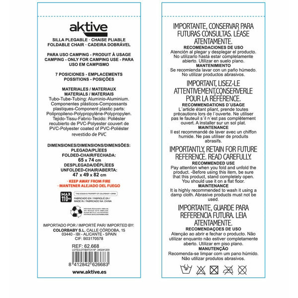 Strandstuhl Aktive 47 x 82 x 49 cm (2 Stück)