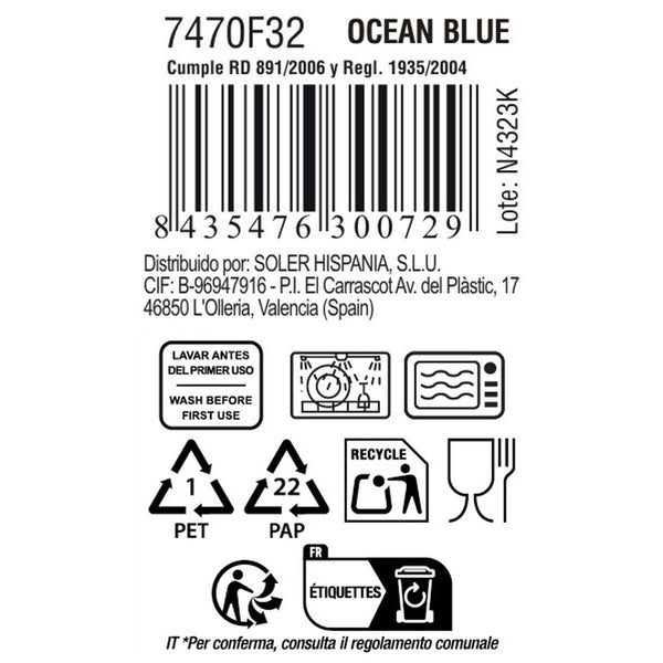 Henkelbecher La Mediterránea Ocean blue 90 ml (36 Stück)