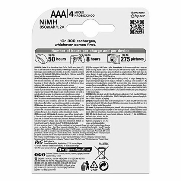 Akkus DURACELL DURHR03B4-850STCX5 1,2 V AAA (4 Stück)