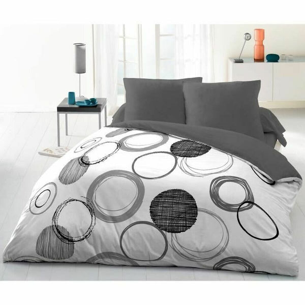 Bettwäsche-Set HOME LINGE PASSION Weiß Grau Hellgrau 220 x 240 cm Kreise