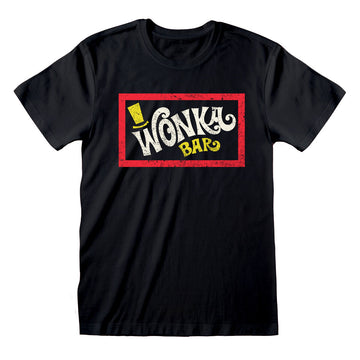 Unisex Kurzarm-T-Shirt Willy Wonka Wonka Bar Schwarz
