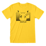 Unisex Kurzarm-T-Shirt Pokémon Pikachu Katakana Gelb