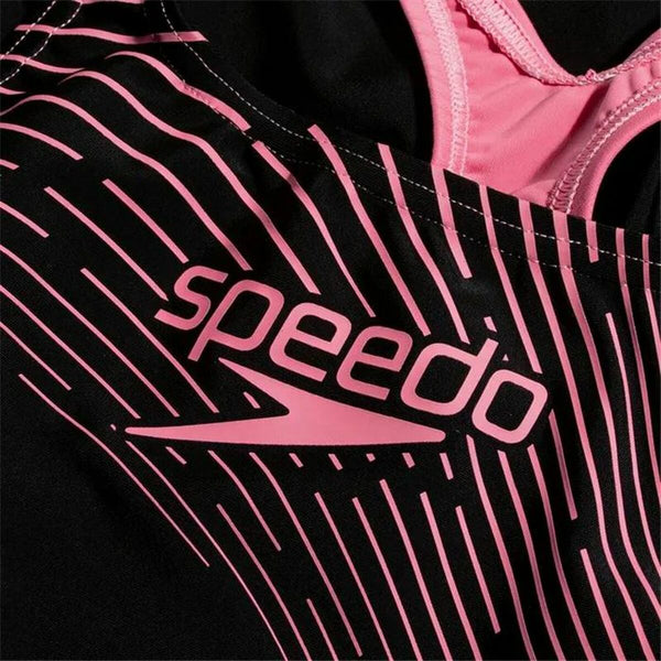 Badeanzug für Mädchen Speedo Medalist  Schwarz