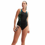 Damen Badeanzug Speedo Placement Laneback grün