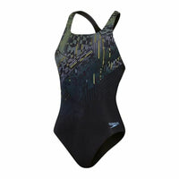 Badeanzug für Mädchen Speedo Digital Printed Medalist Schwarz (Restauriert A)