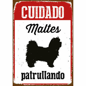 Schild Magnet & Steel Cuidado Maltés Patrullando 14,8 x 21 cm