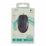 Mouse Logitech LGT-M90 USB Grau Schwarzweiß 1000 dpi