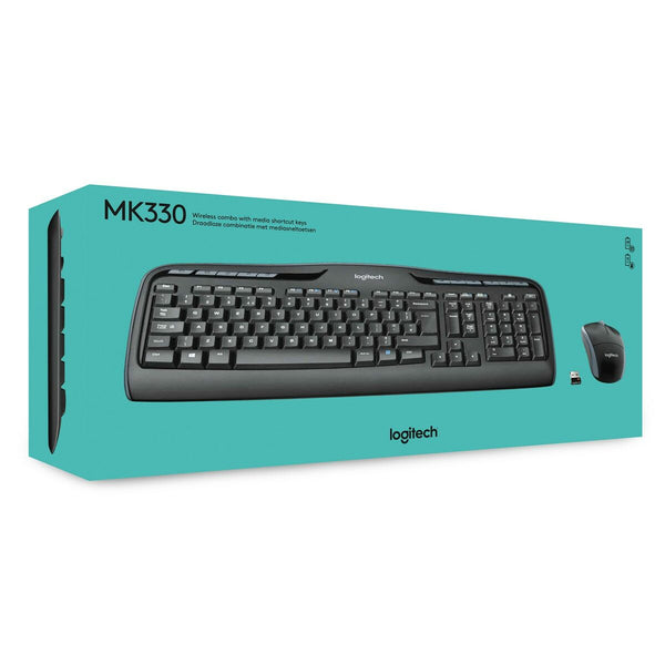 Tastatur mit Maus Logitech Wireless Combo MK330 Schwarz Qwerty US