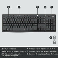 Tastatur mit Drahtloser Maus Logitech MK295 Schwarz Qwerty Spanisch