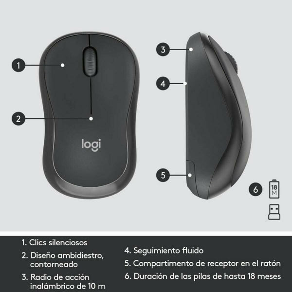 Tastatur mit Drahtloser Maus Logitech MK295 Schwarz Qwerty Spanisch