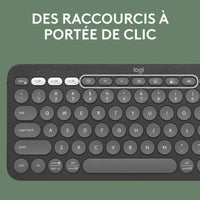 Bluetooth-Tastatur für Tablet Logitech K380 Französisch Grau Graphit Dunkelgrau AZERTY