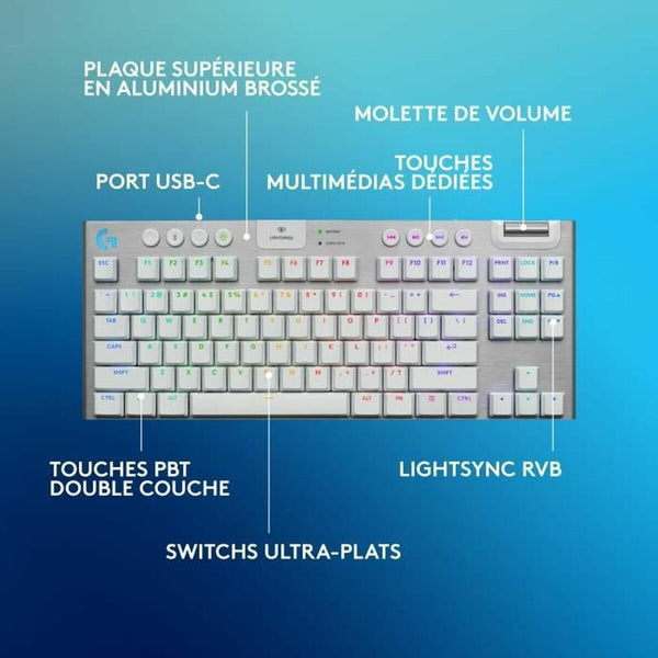 Tastatur Logitech G915 X Weiß Französisch AZERTY