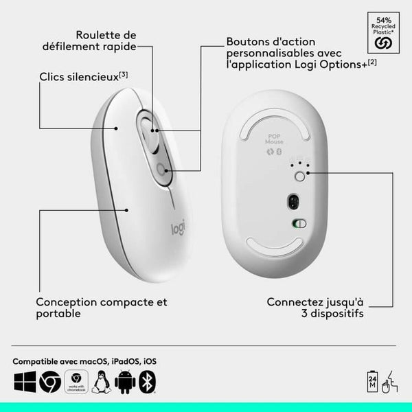 Drahtlose Bluetooth Maus Logitech Pop Weiß