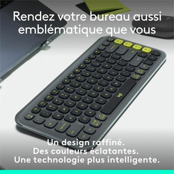 Drahtlose Tastatur Logitech Pop Icon Keys Dunkelgrau AZERTY