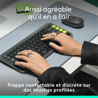 Drahtlose Tastatur Logitech Pop Icon Keys Dunkelgrau AZERTY