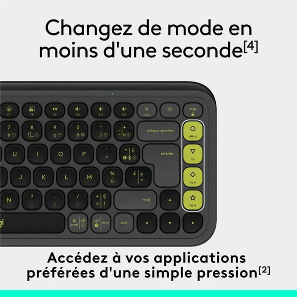 Drahtlose Tastatur Logitech Pop Icon Keys Dunkelgrau AZERTY