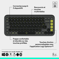 Drahtlose Tastatur Logitech Pop Icon Keys Dunkelgrau AZERTY