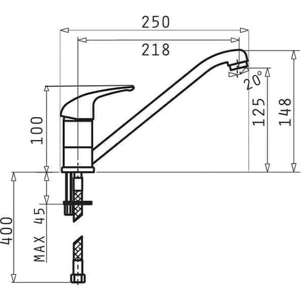 Kitchen Tap Pyramis 090 923 401 Vanille Edelstahl Granit