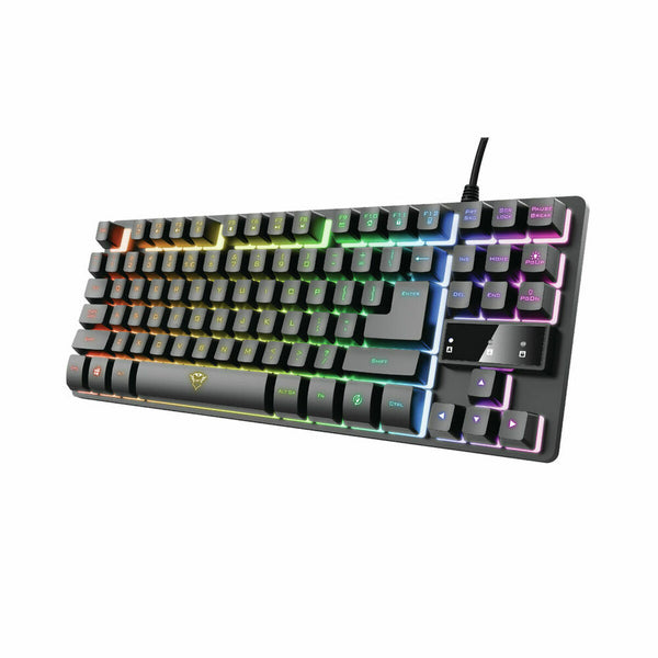 Tastatur Trust GXT 833 Thado Schwarz Silberfarben Schwarzweiß Multi