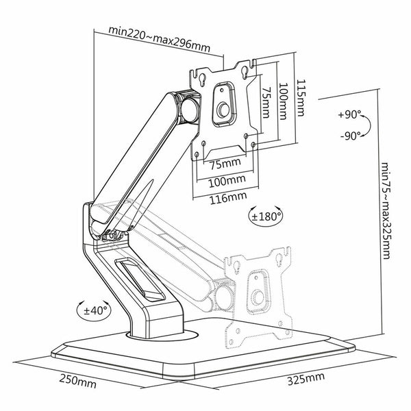 Bildschirm-Träger für den Tisch Neomounts FPMA-D885BLACK