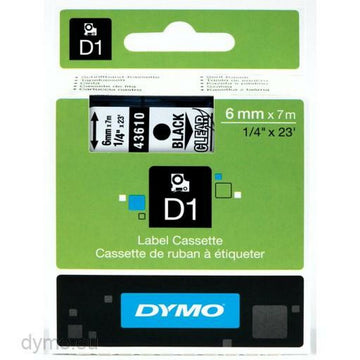 Laminiertes Klebeband zur Kennzeichnung von Maschinen Dymo 43610 Schwarz Durchsichtig 6 mm x 7 m