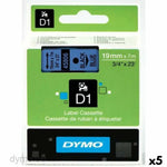 Laminiertes Klebeband zur Kennzeichnung von Maschinen Dymo D1 45806 LabelManager™ Schwarz Blau (5 Stück)