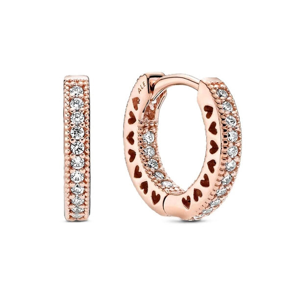 Damenohrringe Pandora PAVE HEART HOOP Sterlingsilber 925
