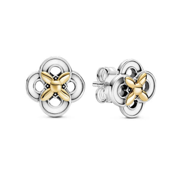 Damenohrringe Pandora TWO-TONE FLOWER Sterlingsilber 925