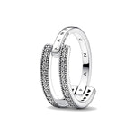 Damenring Pandora SIGNATURE LOGO & PAVE DOUBLE BAND - RING - SIZE 52