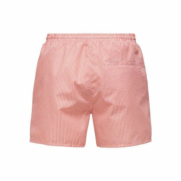 Herren Badehose Only & Sons Onsted Stripe Seersucker Rosa