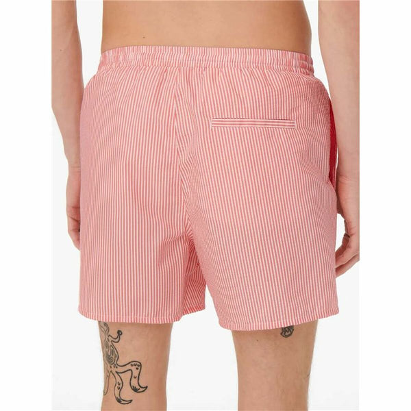 Herren Badehose Only & Sons Onsted Stripe Seersucker Rosa