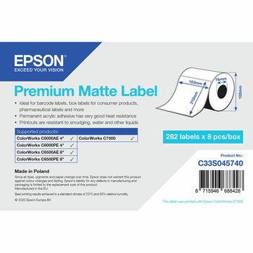 Drucker-Etiketten Epson C33S045740 Ø 76,2 mm (1 Stück) (18 Stück)