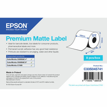 Drucker-Etiketten Epson C33S045741 Ø 76,2 mm (1 Stück) (18 Stück)