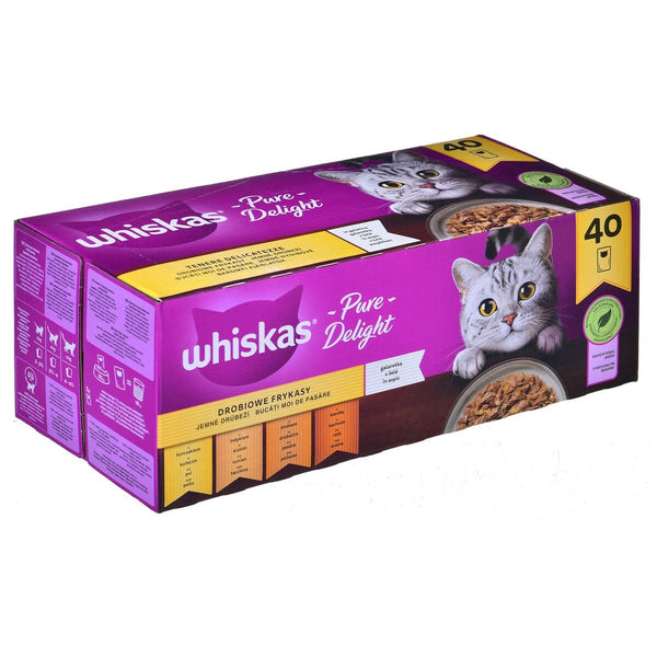 Katzenfutter Whiskas Pure Delight Huhn Truthahn Ente Vögel 40 x 85 g